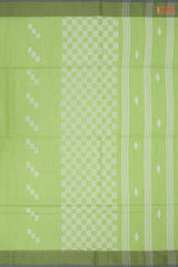 Light Chartreuse Green Byloom Cotton Saree