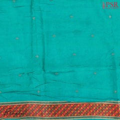 Dark Turquoise Semi Banaras Saree