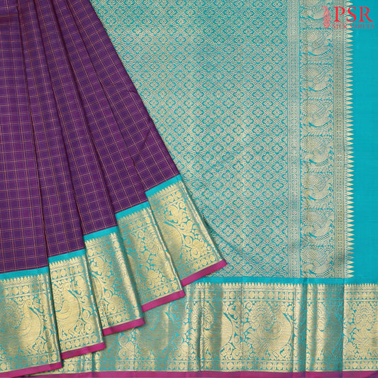 Dark Purple Kanchipuram Silk Saree