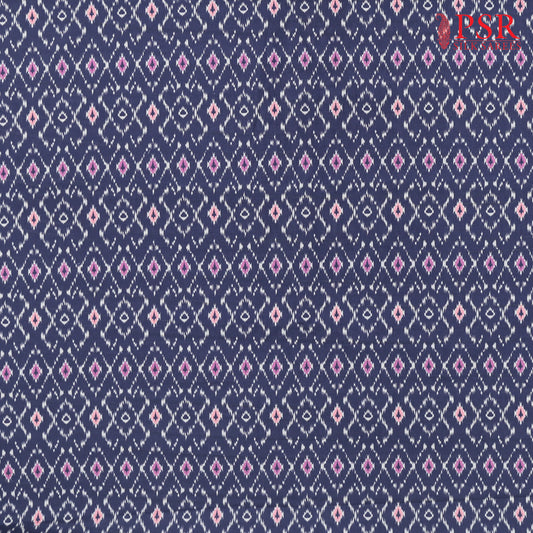 Midnight Blue Semi Tassar Ikkat Print Running Material