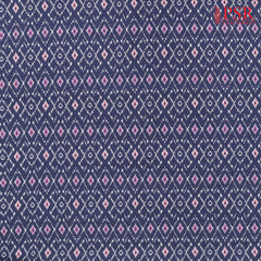 Midnight Blue Semi Tassar Ikkat Print Running Material