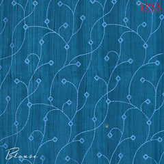 Dark Peacock Blue Kosa Embroidery Saree