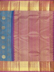 Cerulean Blue Kanchipuram Silk Saree