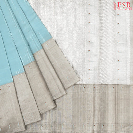 Pastel Blue Kanchipuram Silk Saree