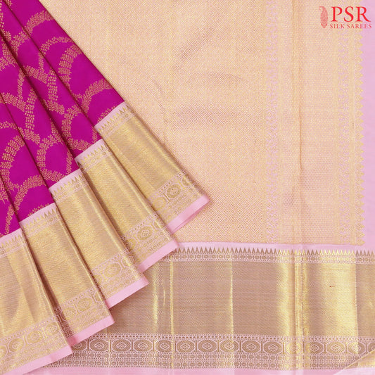 Magent Kanchipuram Jacquard Silk Saree