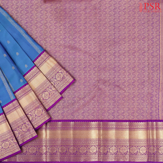 Peacock Blue Fancy Kanchipuram Silk Saree