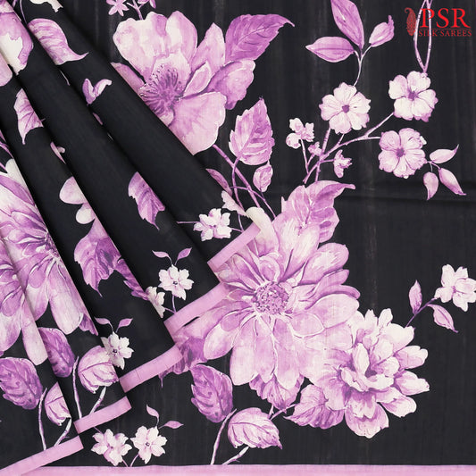 Black Semi Tussar Saree