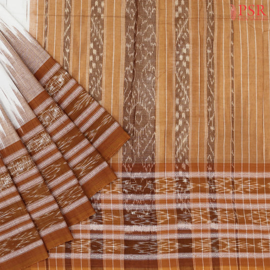 Off White Ikkat Cotton Saree