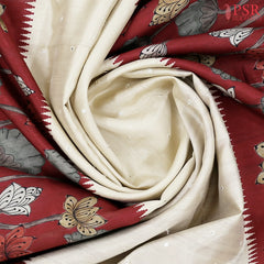 Beige Semi Dupion Saree