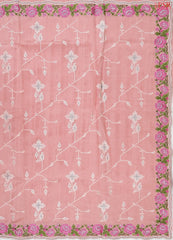 Light Flamingo Pink Semi Tussar Embroidery Saree