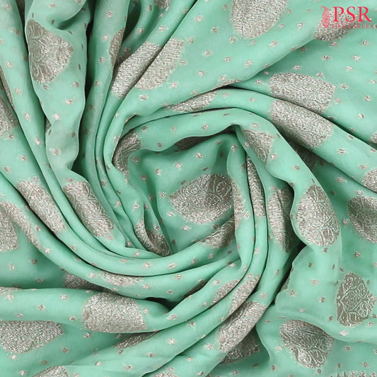 Light Mint Green Georgette Silk Saree