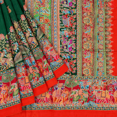 Emerald Green Semi Banaras Saree