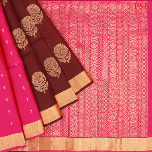 Rosewood Maroon & Magenta Pink Soft Silk Saree