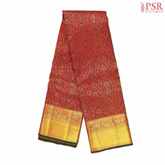 Cherry Red Kanchipuram Jacquard Silk Saree