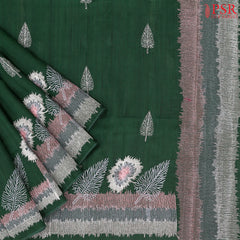 Dark Green Kosa Embroidery Saree