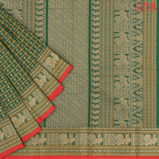 Dark Green Kalakshetra Kovai Cotton Saree