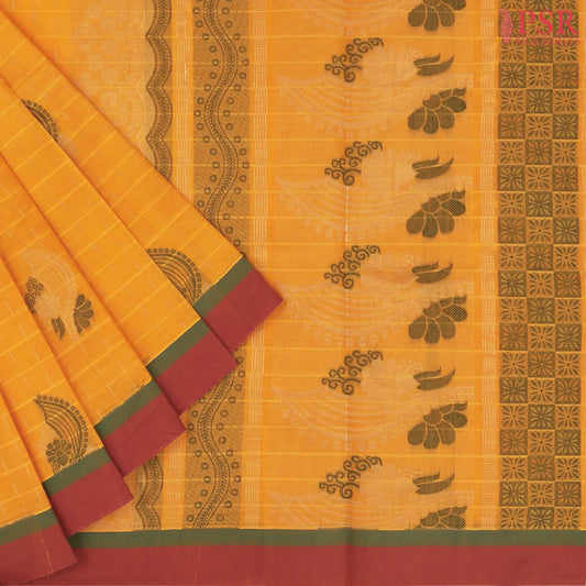Marigold Yellow Kovai Cotton Saree