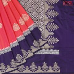 Coral Pink Banaras Katan Silk Saree