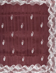 Dark Maroon Kosa Embroidery Saree