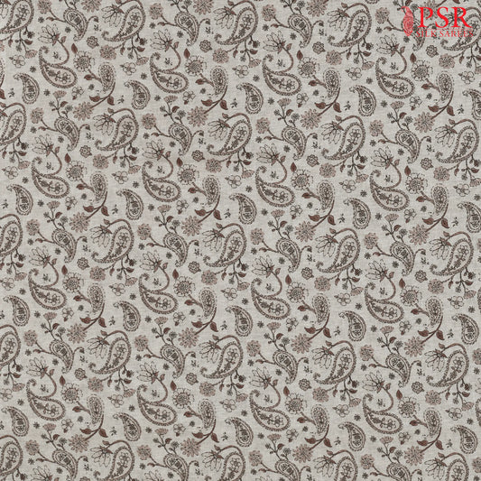 Light Chikoo Linen Print Running Material