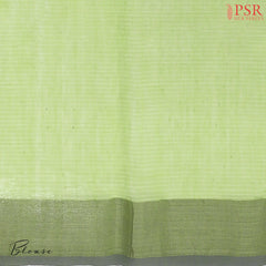 Light Chartreuse Green Byloom Cotton Saree