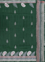 Dark Green Kosa Embroidery Saree