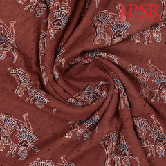 Maroon Hacoba Embroidery Running Material