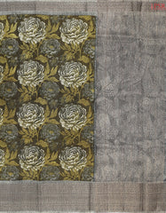 Dark Olive Green Bamboo Silk Sarees