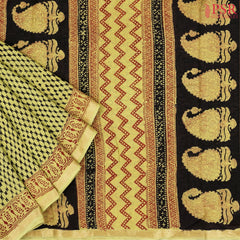 Lime Green Mul Printed Cotton Saree