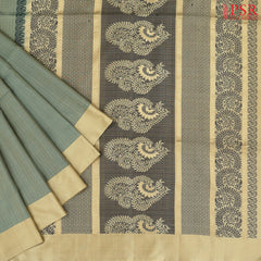 Dark Sage Green Soft Silk Saree