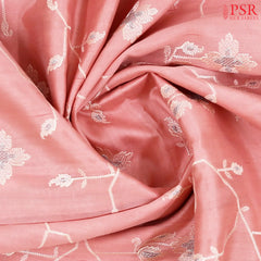 Light Flamingo Pink Semi Tussar Embroidery Saree