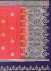 Coral Pink Banaras Katan Silk Saree