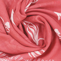 Coral Red Linen Saree