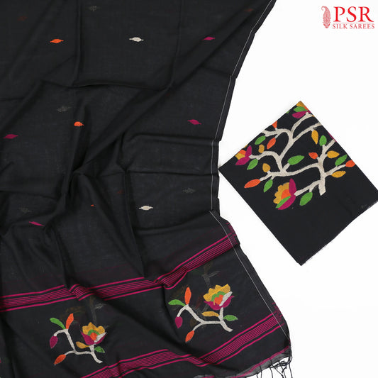 Black Byloom Cotton Dress Material