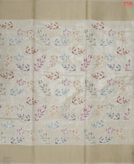 Beige Semi Tussar Embroidery Saree