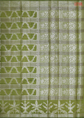 Olive Green Chiniya Silk Saree