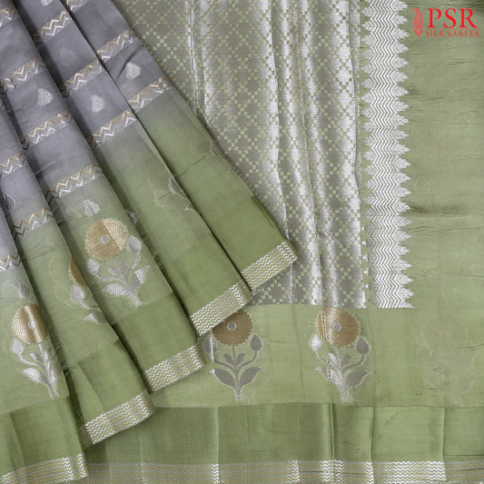 Grey Chiniya Silk Saree