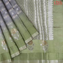 Grey Chiniya Silk Saree