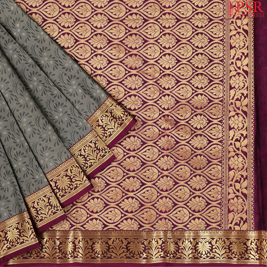 Dark Grey Fancy Kanchipuram Silk Saree