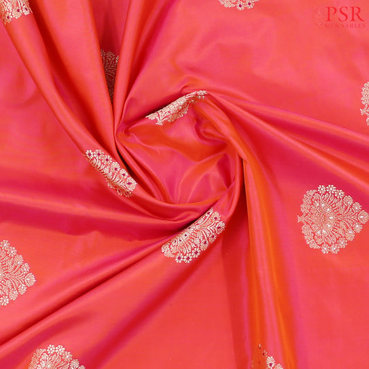 Coral Pink Banaras Katan Silk Saree