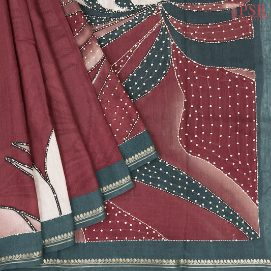 Maroon Munga Silk Saree