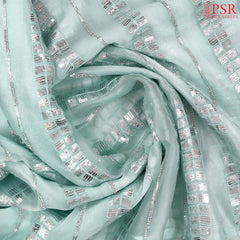Pastel Blue Organza Laser Embroidery Saree