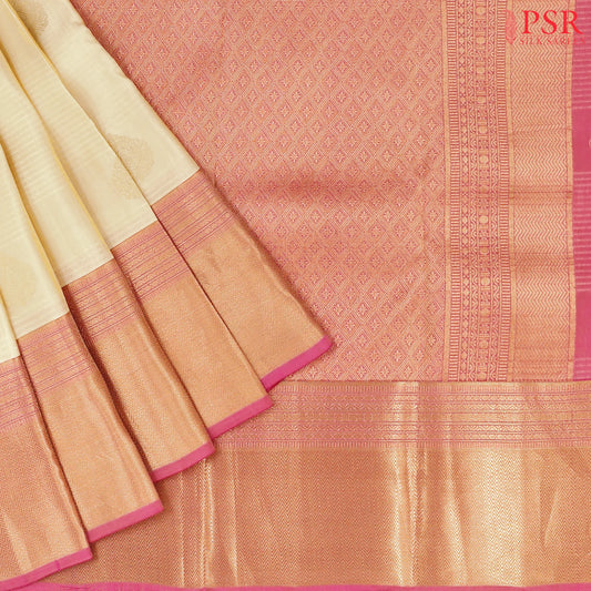 Beige Fancy Kanchipuram Silk Saree