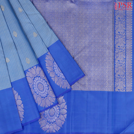 Light Cornflower Blue Kanchipuram Silk Saree
