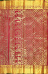 Cherry Red Kanchipuram Jacquard Silk Saree