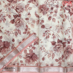 Flamingo Peach Kota Silk Cotton Dress Material