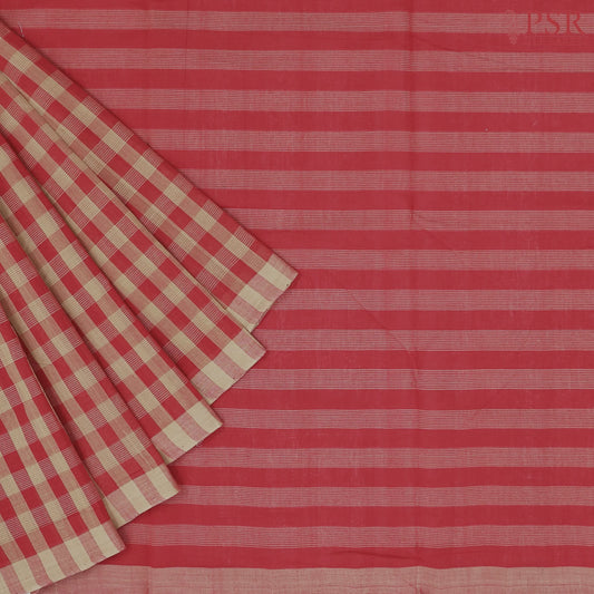 Red & Tan Mangalagiri Cotton Saree