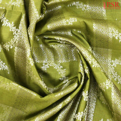 Olive Green Chiniya Silk Saree