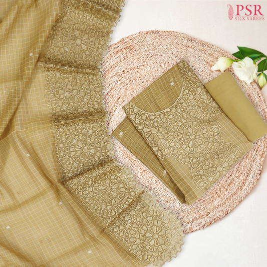 Old Yellow Silk Cotton Dress Material