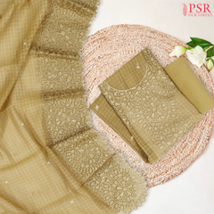 Old Yellow Silk Cotton Dress Material